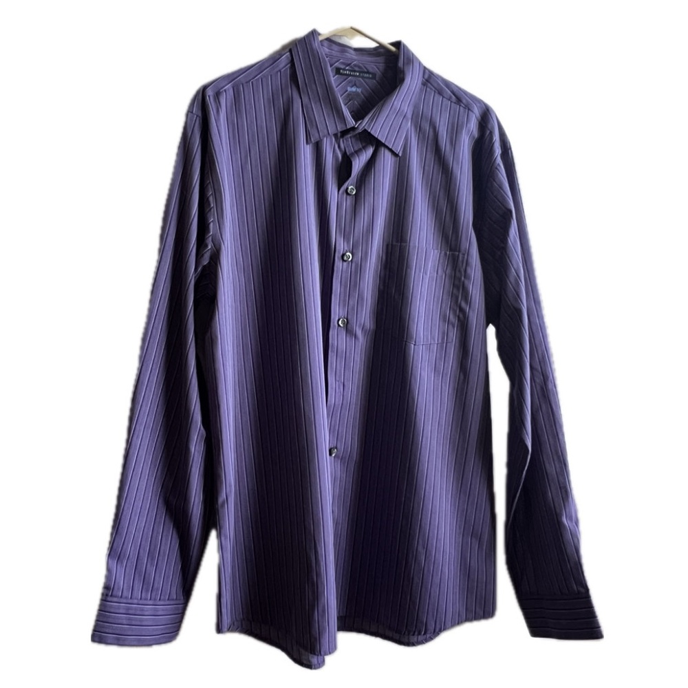 Van Heusen Studio Men’s Slim Fit Shirt – Purple Striped, Size L